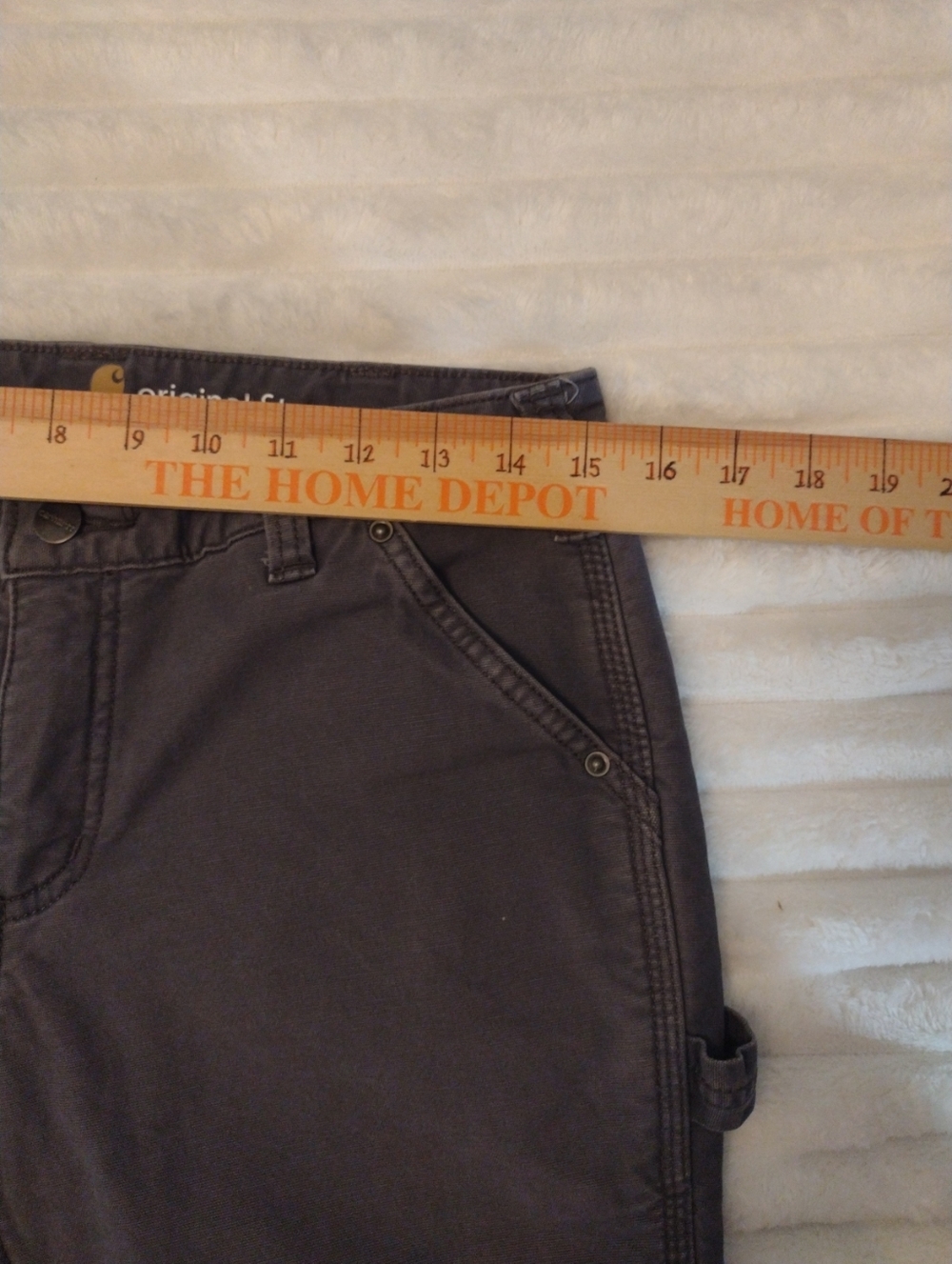 Carhartt Women 6 Reg Original Fit Fleece Lined Carpenter Pants Work Wear Grey - Picture 11 of 15